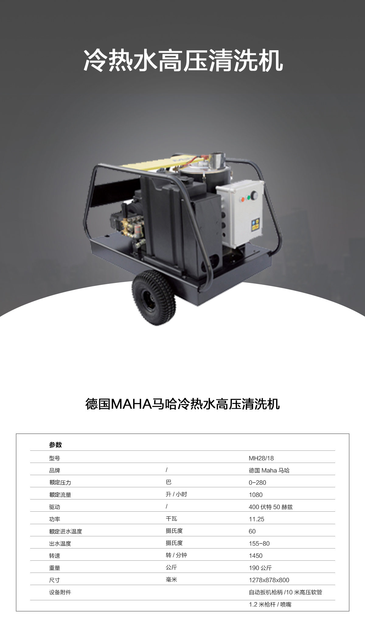 馬哈工業級冷水高壓清洗機MH28-18